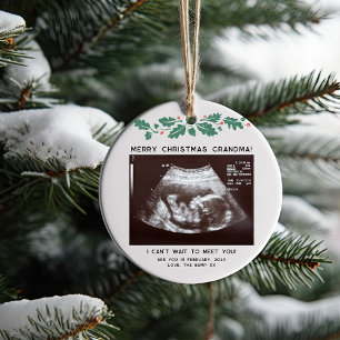 Ornamento De Cerâmica Primeiro Natal como Anúncio da Vovó Baby Scan