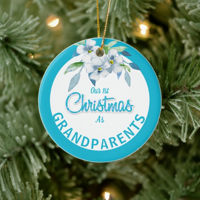 Ornamento De Cerâmica Primeiro Natal como Avós (Árvore)