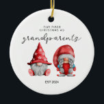 Ornamento De Cerâmica Primeiro Natal como Avós da família de Natal<br><div class="desc">Bebê Primeiro Natal como Vovô Ornamento 2024,  Presente Personalizado para Avós,  1rua Decoração da Bala Para Vovó,  Avô Celebra seu primeiro Natal como Avós com uma bela e significativa manutenção! Este ornamento personalizado foi projetado para capturar a alegria e o amor desse marco especial.</div>