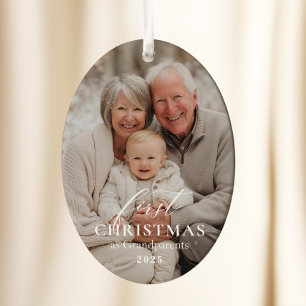 Ornamento De Cerâmica Primeiro Natal como Avós Foto de Natal