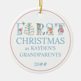 Ornamento De Cerâmica Primeiro Natal como Avós Foto Fofo