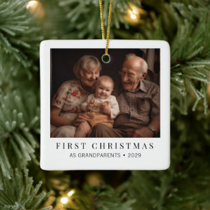 Ornamento De Cerâmica Primeiro Natal como Avós Foto Natal