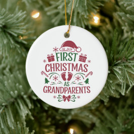 Ornamento De Cerâmica Primeiro Natal como avós, vovó, vovô
