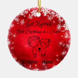 Ornamento De Cerâmica Primeiro Natal Como Casal - Recem casados