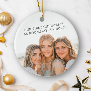 Ornamento De Cerâmica Primeiro Natal como Colegas de Quarto Amigos BFF F