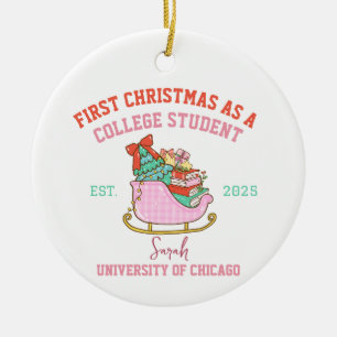 Ornamento De Cerâmica Primeiro Natal como Estudante Universitário est