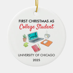 Ornamento De Cerâmica Primeiro Natal como Estudante Universitário, Prime