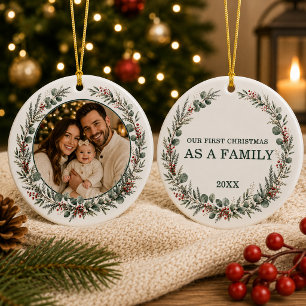 Ornamento De Cerâmica Primeiro Natal como Foto de Família