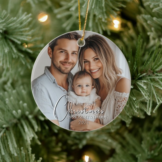 Ornamento De Cerâmica Primeiro Natal Como Foto Personalizada De Mamãe E  (Árvore)