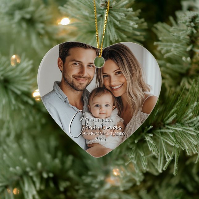 Ornamento De Cerâmica Primeiro Natal Como Foto Personalizada De Mamãe E  (Árvore)