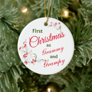 Ornamento De Cerâmica Primeiro Natal Como Grammy E Foto Grampy