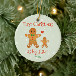 Ornamento De Cerâmica Primeiro Natal como Irmã Grande - Homens Gingerp