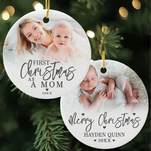 Ornamento De Cerâmica Primeiro Natal Como Mãe Foto do Bebê
