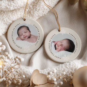 Ornamento De Cerâmica Primeiro Natal como Nana 2 Foto Personalizado