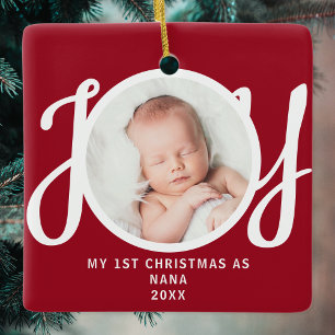 Ornamento De Cerâmica Primeiro Natal Como Nana Foto Keepsasasaame Vermel