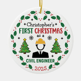 Ornamento De Cerâmica Primeiro Natal Como Nome Personalizado De Engenhei