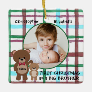 Ornamento De Cerâmica Primeiro Natal como o Big Brother Personalizado Fo