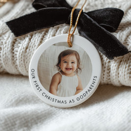 Ornamento De Cerâmica Primeiro Natal como Padrinhos Foto
