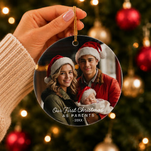 Ornamento De Cerâmica Primeiro Natal como Pais para Nova Mãe e Pai