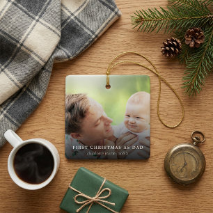 Ornamento De Cerâmica Primeiro Natal como Papai Foto Simples