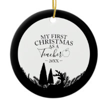 Primeiro Natal Como Professor Elegante Silhueta