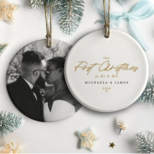 Ornamento De Cerâmica Primeiro Natal como Senhor e Senhora Foto de Recém