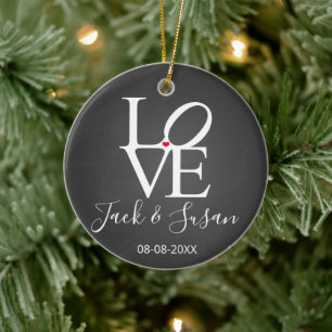 Ornamento De Cerâmica primeiro Natal como sr. e mrs amam o natal