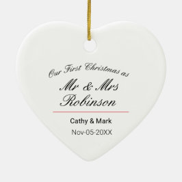 Ornamento De Cerâmica Primeiro Natal como Sr. e Sra.