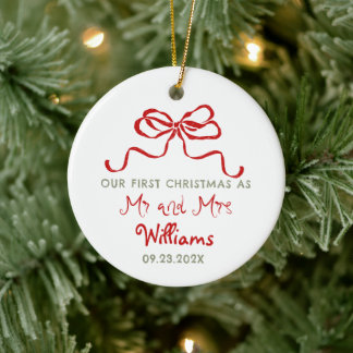 Ornamento De Cerâmica Primeiro Natal como Sr e Sra Arco Personalizado