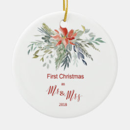 Ornamento De Cerâmica Primeiro Natal como Sr. & Sra. 2018