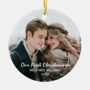 Ornamento De Cerâmica Primeiro Natal como Sr. & Sra. Photo