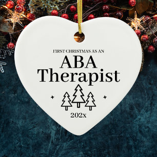 Ornamento De Cerâmica Primeiro Natal como Terapeuta de ABA Aplicada Comp