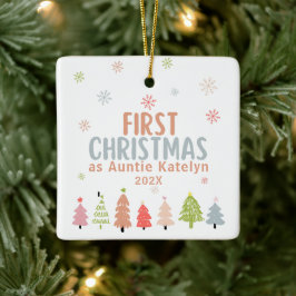 Ornamento De Cerâmica Primeiro Natal como tia, Foto Personalizada