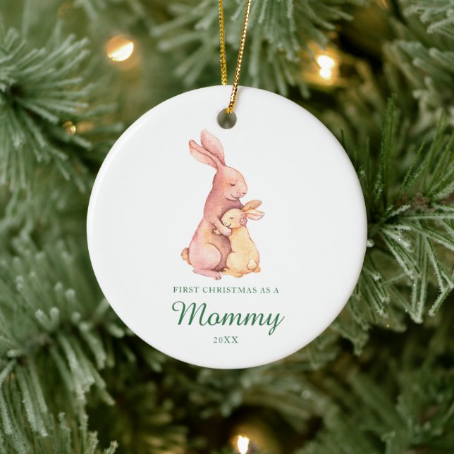 Ornamento De Cerâmica Primeiro Natal Como Um Bebê Mamãe Personalizado (Árvore)