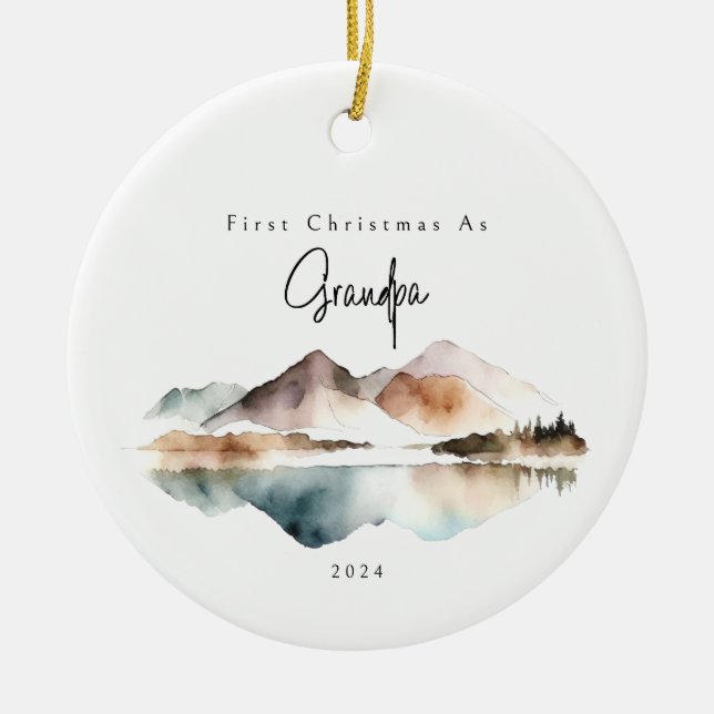 Ornamento De Cerâmica Primeiro Natal Como Vovô Feriado (Frente)