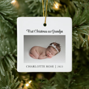 Ornamento De Cerâmica Primeiro Natal como Vovô Nova Foto para Bebê