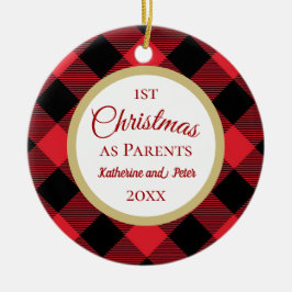 Ornamento De Cerâmica Primeiro Natal como Xadrez dos Pais Buffalo
