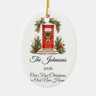 Ornamento De Cerâmica Primeiro Natal Coroa de Porta para Nova Casa Perso