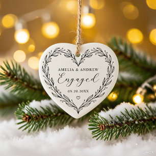 Ornamento De Cerâmica Primeiro Natal Coroa Floral Botânica Engajada