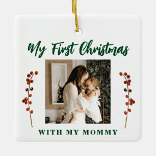 Ornamento De Cerâmica Primeiro Natal da mamãe e do bebê 2 foto
