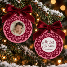 Primeiro Natal da Menina Rosa Floral Foto