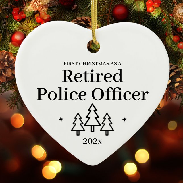 Ornamento De Cerâmica Primeiro Natal de aposentadoria policial aposentad (First Christmas Retired Police Officer Retirement Ceramic Ornament
)