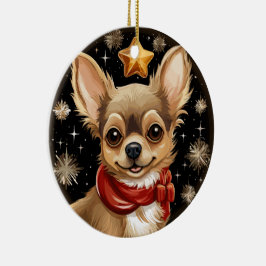 Ornamento De Cerâmica Primeiro Natal de Chihuahua