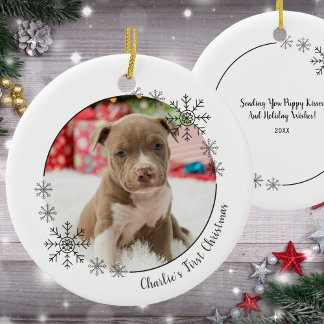 Ornamento De Cerâmica Primeiro Natal de Pet Foto