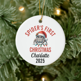 Ornamento De Cerâmica Primeiro Natal do Aranha Saltador 2025