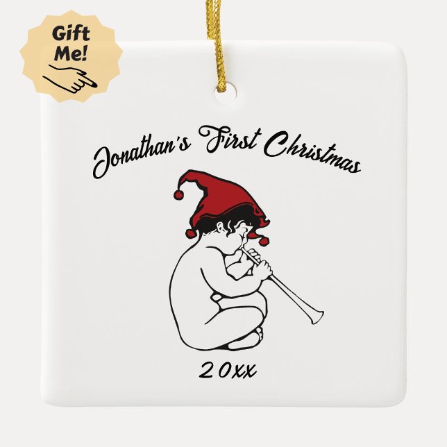 Ornamento De Cerâmica Primeiro Natal do Bebê (Criador carregado)