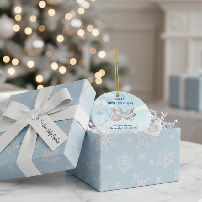 Ornamento De Cerâmica Primeiro Natal do Bebê (Criador carregado)