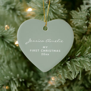 Ornamento De Cerâmica Primeiro Natal do Bebê 2024 Foto Personalizada Sag