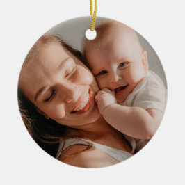 Ornamento De Cerâmica Primeiro Natal do Bebê Arco Vermelho Mínimo Foto 