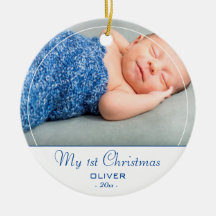 Primeiro Natal do Bebê Azul Foto de Bebê Menino